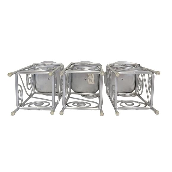 Silver Tone Candle‎ Holders Set of 3 Pillar 7" Scroll Ornate Metal Home Decor - Picture 7 of 7
